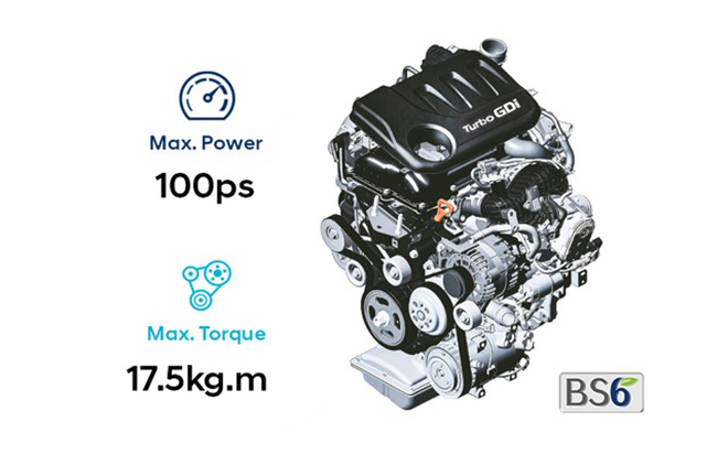động cơ xăng I3 dung tích 1.0L của Hyundai Grand i10 Nios T-GDI 